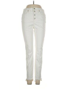 Madewell 10" High-Rise Skinny Jeans White Button Fly Raw Hem 28